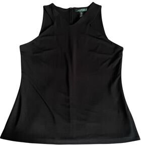 Lauren Ralph Lauren Women Blouse Shirt Tank XL Black Sleeveless Lined Stretch